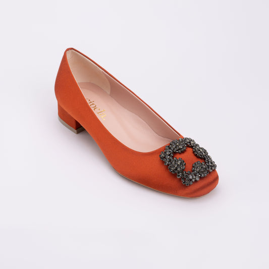 ELAYZA Classic Block Pumps - Orange Citrus