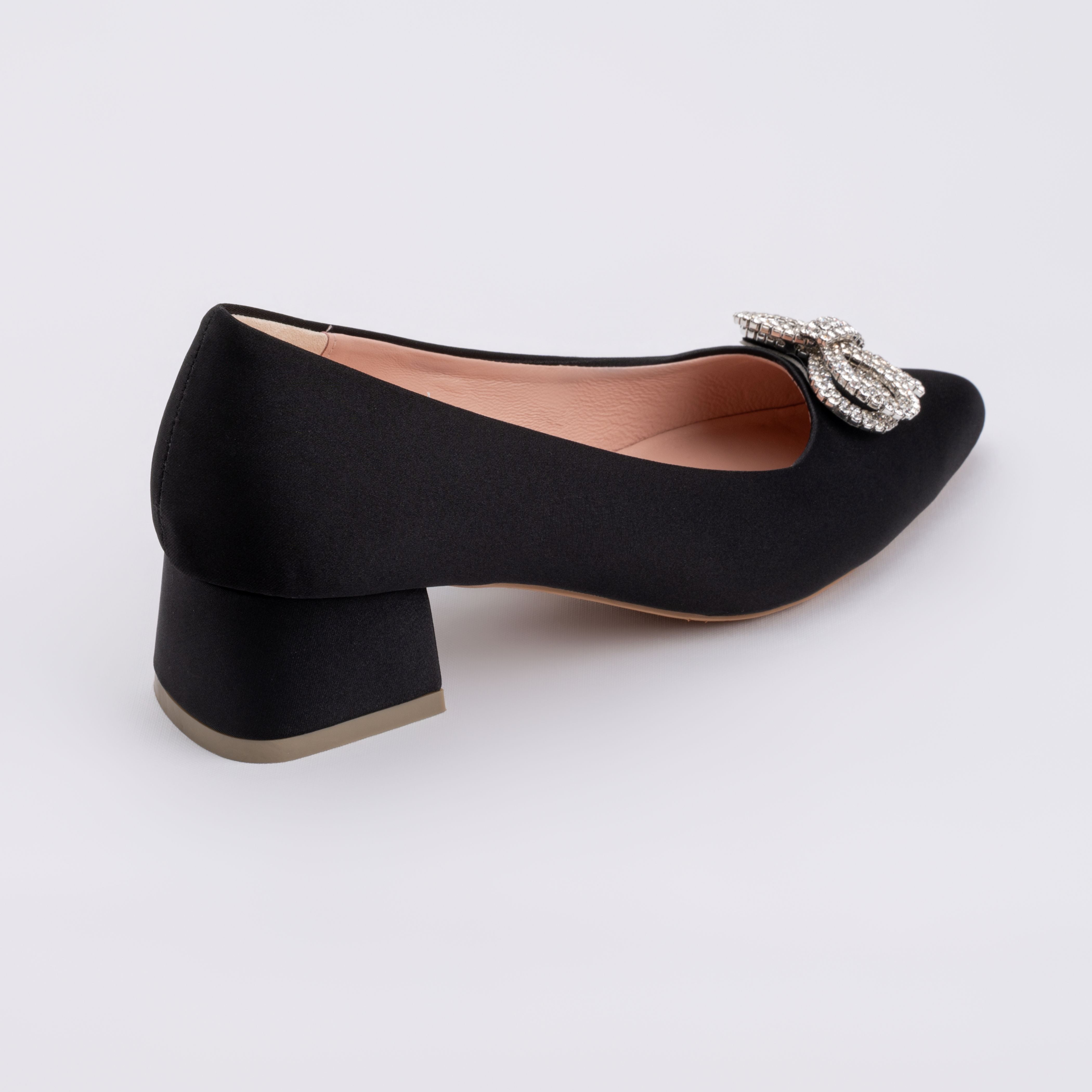 ANYA Pointy Block Pumps - Midnight Black