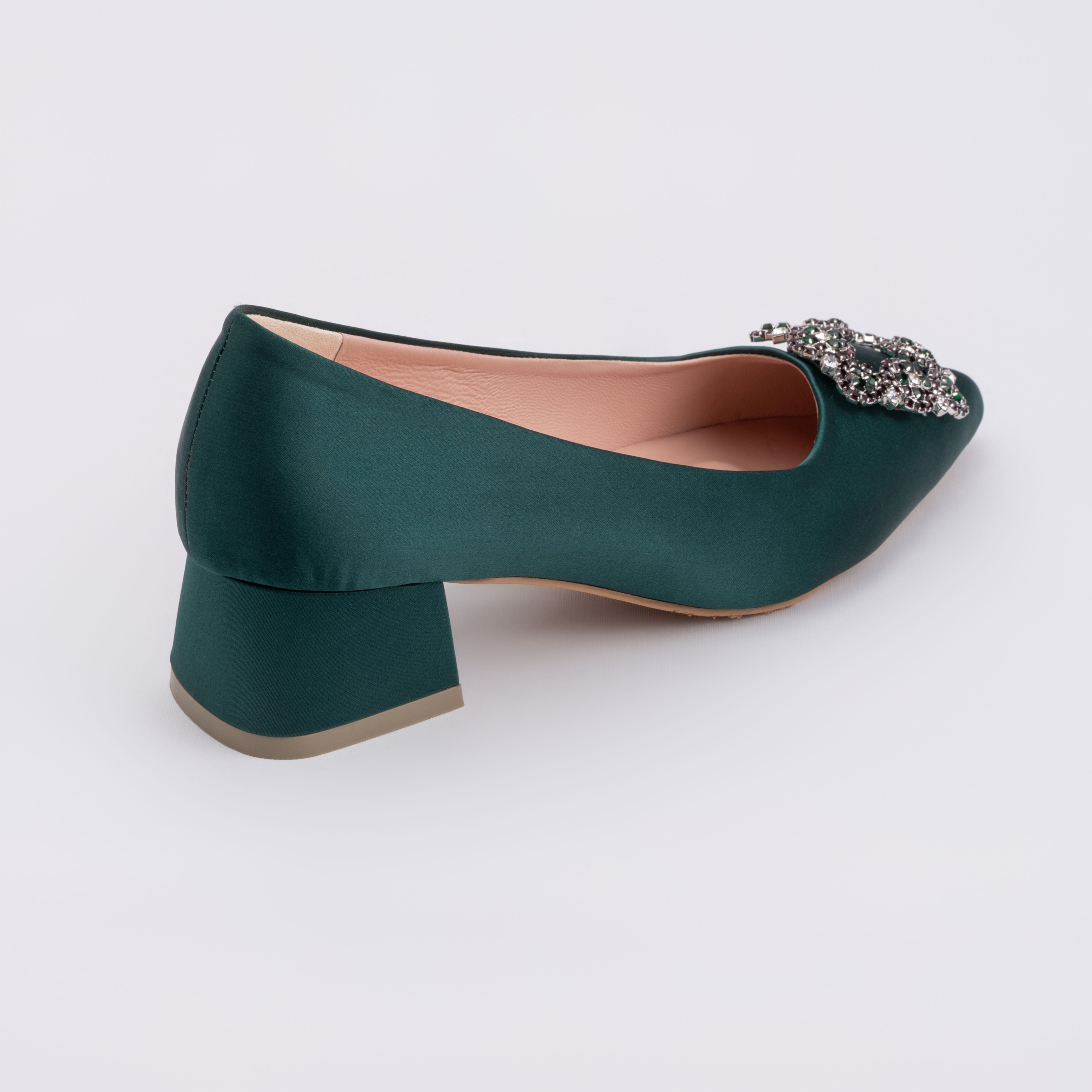 ANYA Pointy Block pumps - Emerald Green