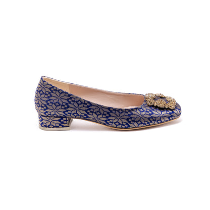 ELAYZA Classic Block Pumps - Golden Blue