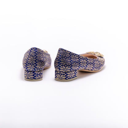ELAYZA Classic Block Pumps - Golden Blue