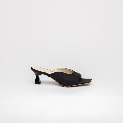 RAIA Sculpted Heel Open-Toe Mules - Onyx
