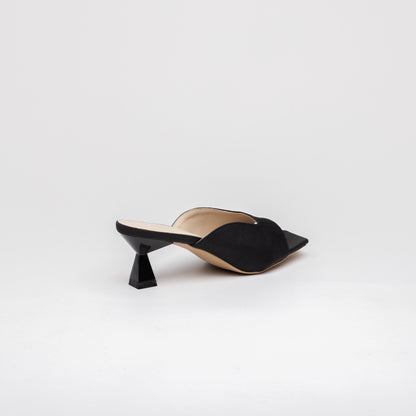 RAIA Sculpted Heel Open-Toe Mules - Onyx