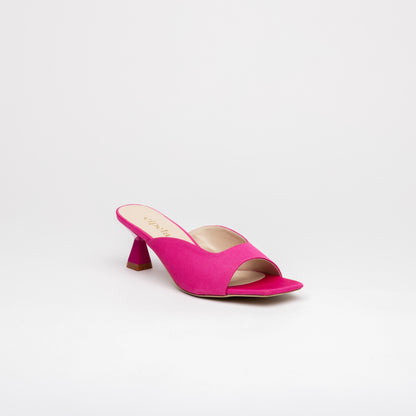 RAIA Sculpted Heel Open-Toe Mules - Ruby