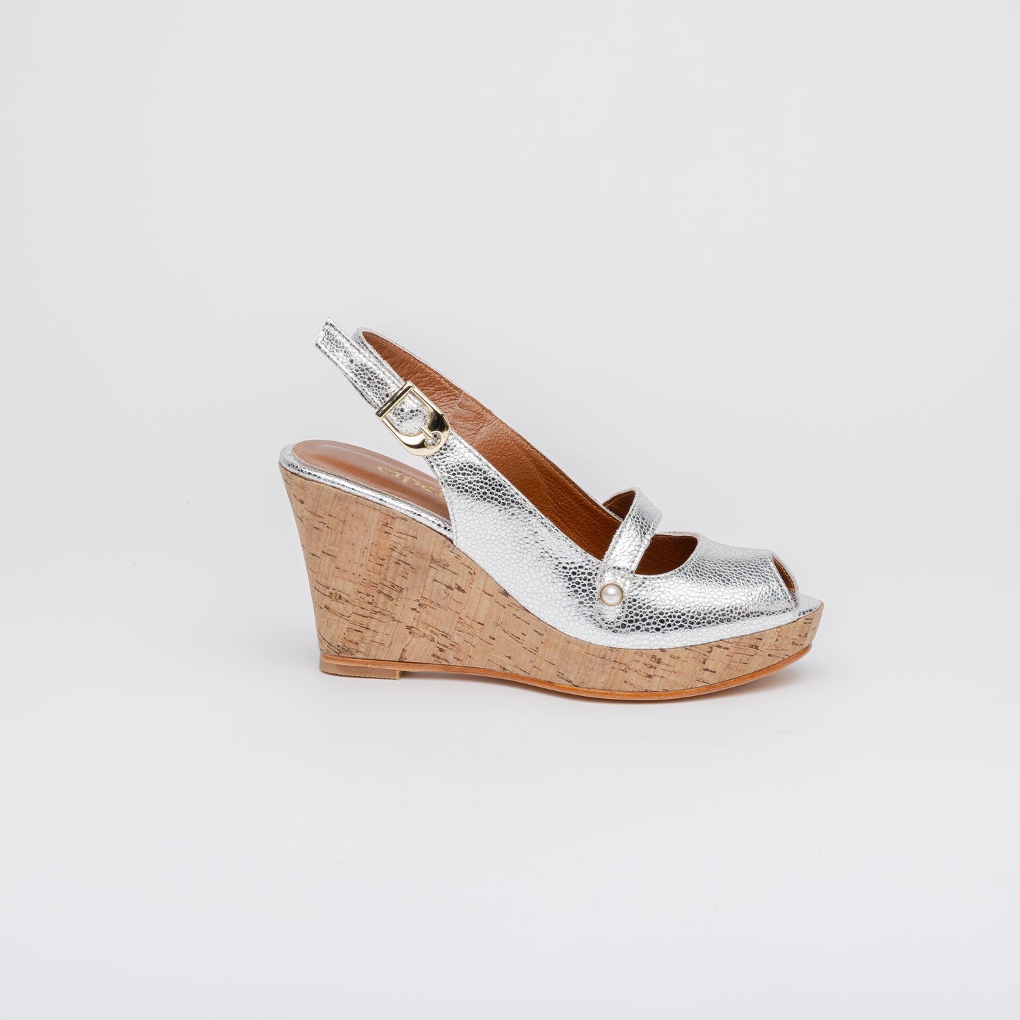 MIA Slingback Peep Wedges - Silver