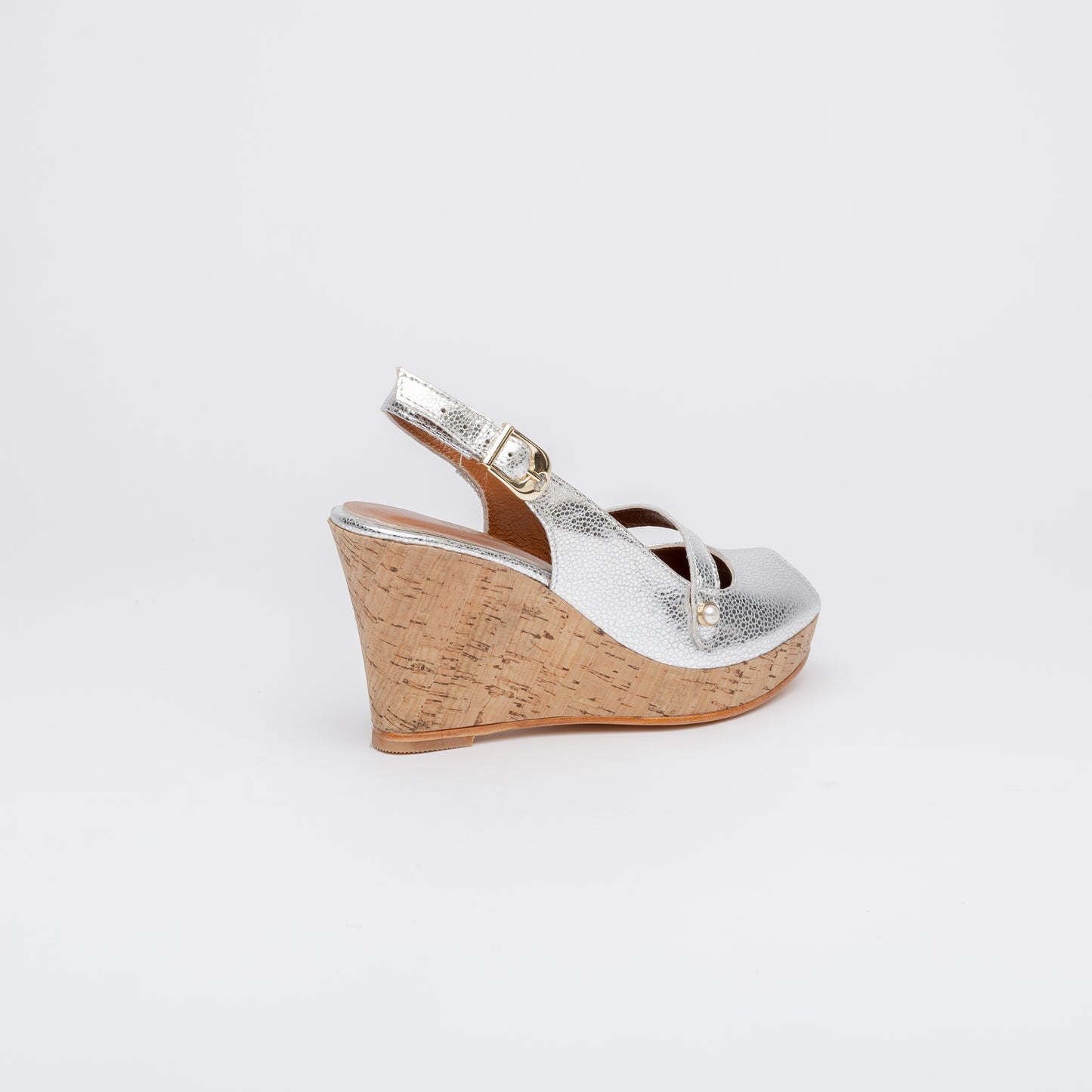MIA Slingback Peep Wedges - Silver