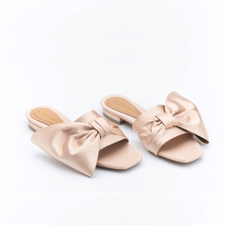 CIARA BOW Mules - Champagne Gold