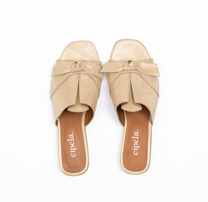 CHESNA Ribbon Mules - Gold